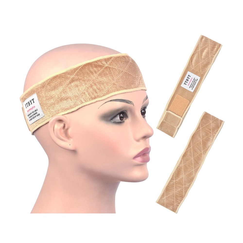 YTBYT 2 Pcs Wig Grip Band Adjustable Velvet Wig Grips Headbands for Keeping Wigs in Place (Beige)