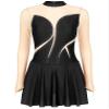 ACSUSS Women's Figure Skating Dress Mesh Patchwork Long Sleeved Ice Skating Skirt Competition Dresses #8 Black Large view 3