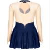 ACSUSS Women's Figure Skating Dress Mesh Patchwork Long Sleeved Ice Skating Skirt Competition Dresses #8 Navy Blue Large view 4