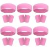 18 Pcs Sweatbands Headband Wristband Set Colorful Striped Terry Cloth Sports Athletic Gym 80s Sweat Headbands Wrist Bands (Pink) view 1