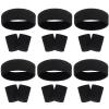 18 Pcs Sweatbands Headband Wristband Set Colorful Striped Terry Cloth Sports Athletic Gym 80s Sweat Headbands Wrist Bands (Black) view 1