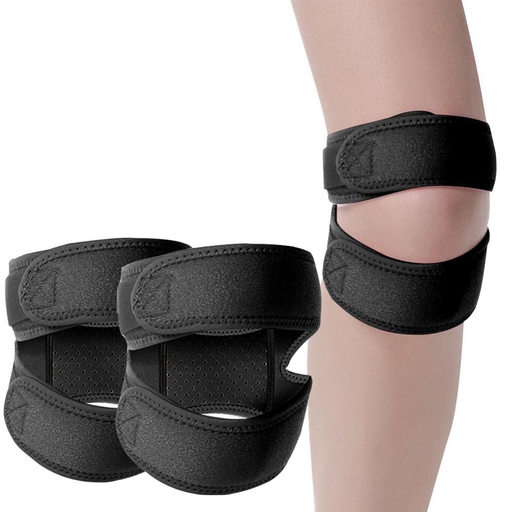 POKEAT 2Pcs Knee Compression Sleeve for Men Women Compression Knee Sleeve for Meniscus Tear Joint Professional Knee Brace Wraps,Black