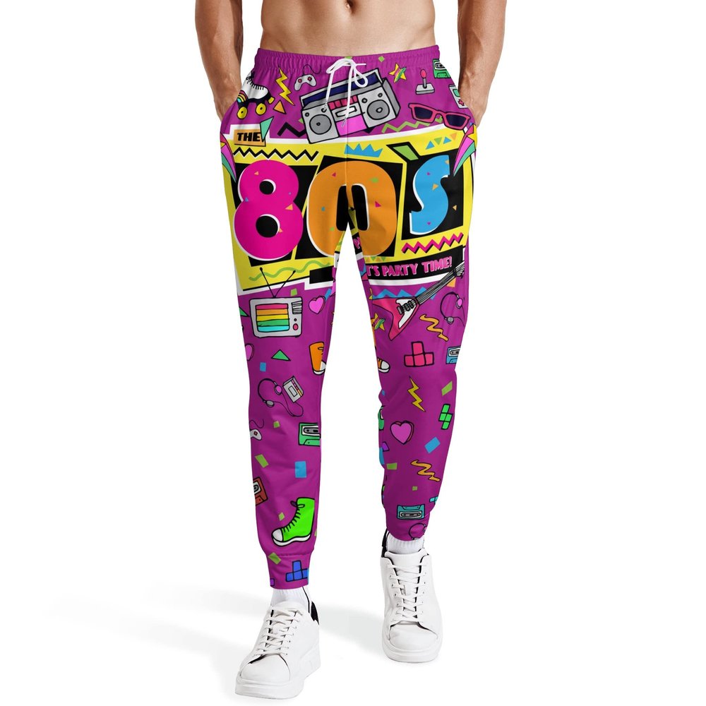 AYUNIX Men's 80s Jogger Pants Retro 90s Sweatpants Outfit for Men Women 8090s Sports Track Pants Workout Costumes,Medium