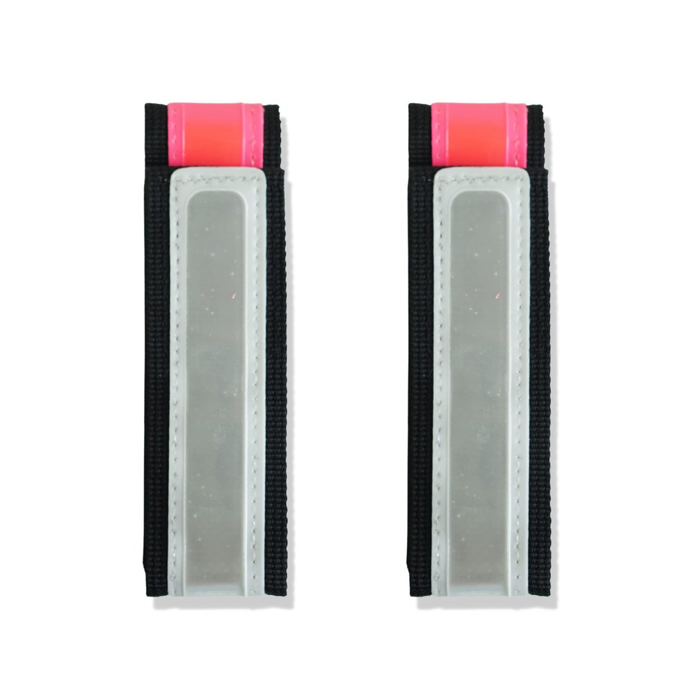 Vincita High Visibility Reflective Bands (Pair) Adjustable Ankle Straps for Cycling, Running & Walking Trouser Pant Guard & MOLLE Backpack Compatible Safety Gear (Pink/White)
