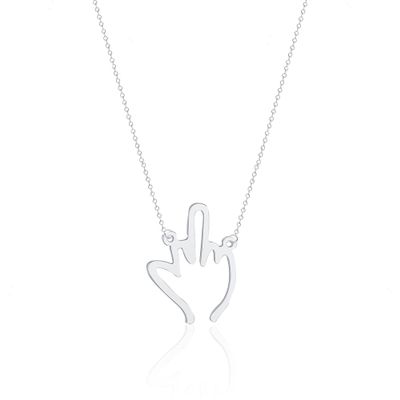Anmpab Finger Necklace Punk Stainless Gesture Sign Finger Pendant Necklace for Women Women Friendship Jewelry (Silver)