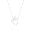 Anmpab Finger Necklace Punk Stainless Gesture Sign Finger Pendant Necklace for Women Women Friendship Jewelry (Silver) view 1