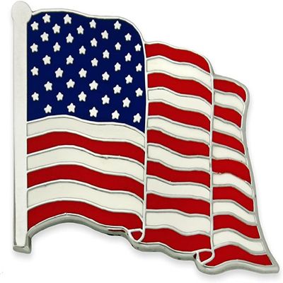 KUTXA American Flag Lapel Pin Gold or Nickel Plated Enamel Pin  Patriotic Rectangular or Waving United States Country Pin for Coats, Suit Jackets and Lanyards (1 Pack, Waving Nickel)