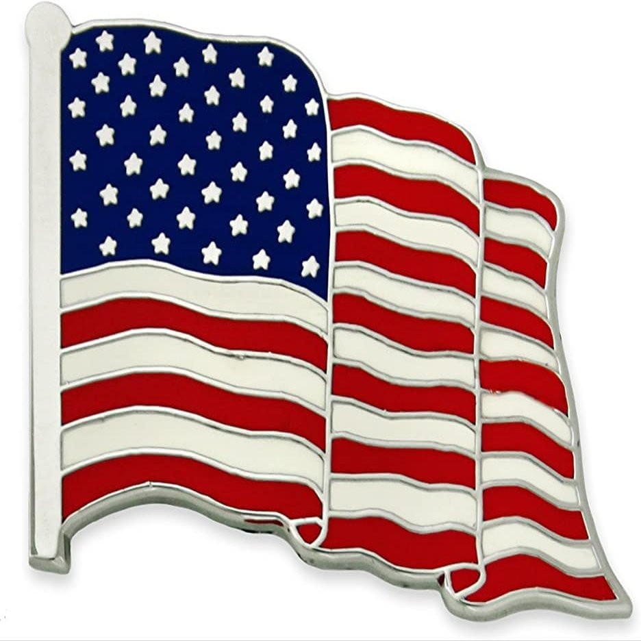 KUTXA American Flag Lapel Pin Gold or Nickel Plated Enamel Pin  Patriotic Rectangular or Waving United States Country Pin for Coats, Suit Jackets and Lanyards (1 Pack, Waving Nickel)