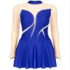 ACSUSS Women's Figure Skating Dress Mesh Patchwork Long Sleeved Ice Skating Skirt Competition Dresses #8 Royal Blue Large view 3