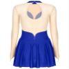 ACSUSS Women's Figure Skating Dress Mesh Patchwork Long Sleeved Ice Skating Skirt Competition Dresses #8 Royal Blue Large view 4