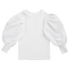 iiniim Toddler Kids Girls Casual Puff Long Sleeve Round Neck Rib Knit Blouse Tee Tops White 12-18 Months view 1