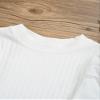 iiniim Toddler Kids Girls Casual Puff Long Sleeve Round Neck Rib Knit Blouse Tee Tops White 12-18 Months view 4