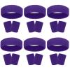 18 Pcs Sweatbands Headband Wristband Set Colorful Striped Terry Cloth Sports Athletic Gym 80s Sweat Headbands Wrist Bands (Purple) view 1