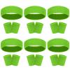 18 Pcs Sweatbands Headband Wristband Set Colorful Striped Terry Cloth Sports Athletic Gym 80s Sweat Headbands Wrist Bands (Green) view 1