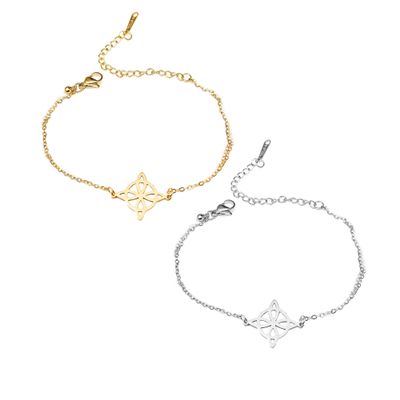1 Pair Witches Knot Charm Bracelets Set Stainless Steel Celtic Knot Wiccan Symbol Pagan Triple Goddess Braided Adjustable String Rope for Women Men Couple Geometric Witchcraft Jewelry-B