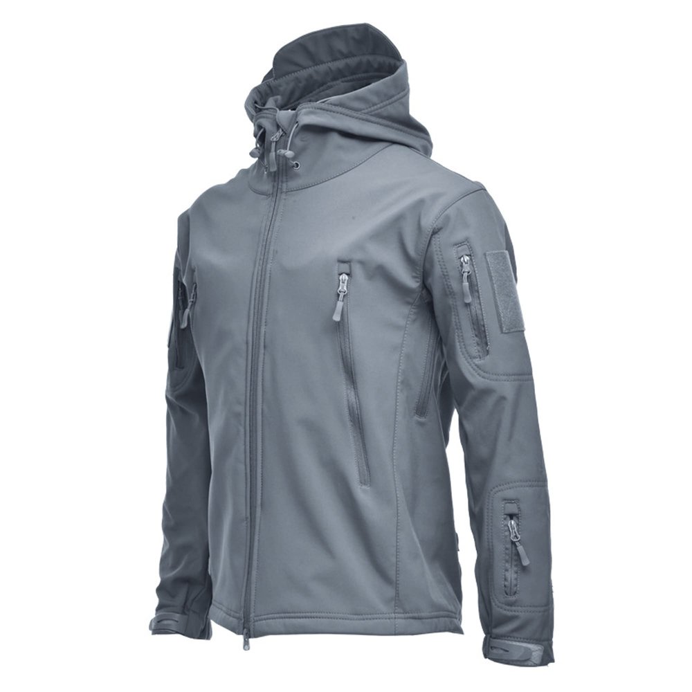 Jueshanzj Winter men's fleece jacket waterproof windproof mountaineering warm jacket rushing jacket Dark grey S