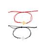1 Pair Witches Knot Charm Bracelets Set Stainless Steel Celtic Knot Wiccan Symbol Pagan Triple Goddess Braided Adjustable String Rope for Women Men Couple Geometric Witchcraft Jewelry-A view 1