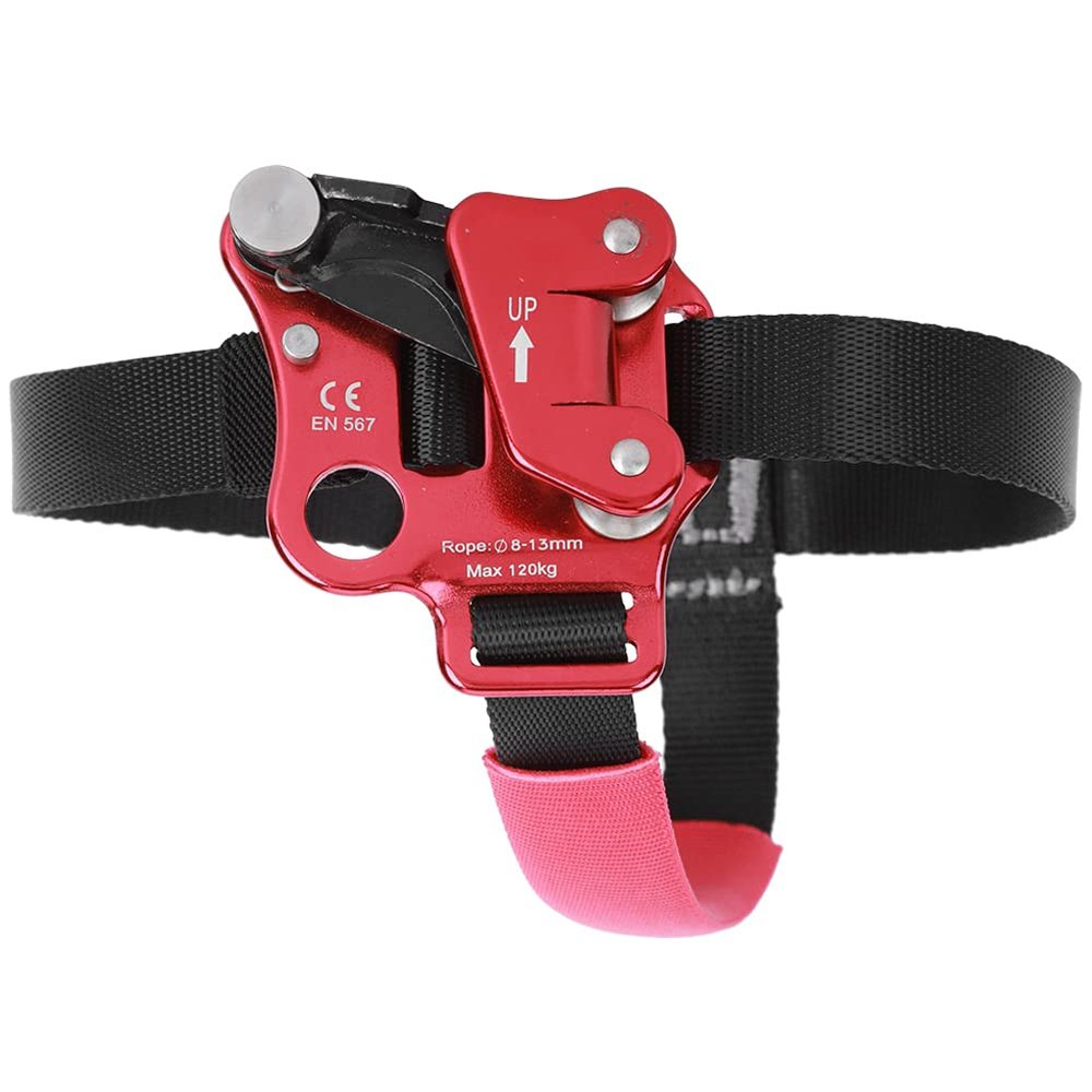 Climbing Foot Ascender, Aviation Aluminum Left Right Foot Outdoor Rock Climbing Mountaineering Foot Ascender Anti Drop Protector Equipment (Right Foot Ascender/red)