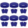 18 Pcs Sweatbands Headband Wristband Set Colorful Striped Terry Cloth Sports Athletic Gym 80s Sweat Headbands Wrist Bands (Dark Blue) view 1