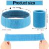 18 Pcs Sweatbands Headband Wristband Set Colorful Striped Terry Cloth Sports Athletic Gym 80s Sweat Headbands Wrist Bands (Dark Blue) view 2