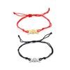 1 Pair Witches Knot Charm Bracelets Set Stainless Steel Celtic Knot Wiccan Symbol Pagan Triple Goddess Braided Adjustable String Rope for Women Men Couple Geometric Witchcraft Jewelry-C view 1