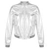 FEESHOW Girls Boys Sequined Metallic Bomber Jacket Zip Up Coat Outerwear for Hip Hop Jazz Sports Diaco Party Wear Silver 12 Years view 1
