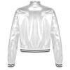 FEESHOW Girls Boys Sequined Metallic Bomber Jacket Zip Up Coat Outerwear for Hip Hop Jazz Sports Diaco Party Wear Silver 12 Years view 2