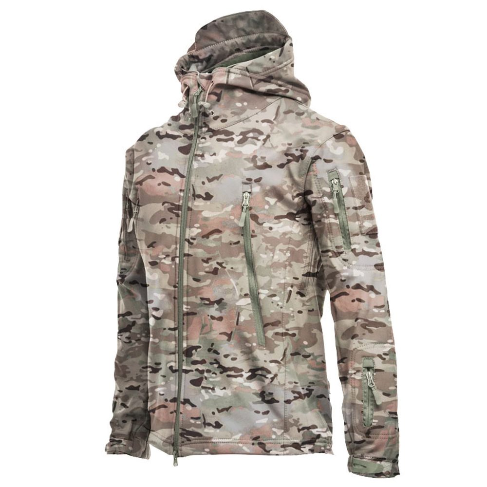Dressnu Men's rushing jacket fleece jacket waterproof windproof mountaineering warm jacket winter CP Camouflage XL