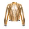 FEESHOW Girls Boys Sequined Metallic Bomber Jacket Zip Up Coat Outerwear for Hip Hop Jazz Sports Diaco Party Wear Gold 10 Years view 1