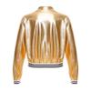 FEESHOW Girls Boys Sequined Metallic Bomber Jacket Zip Up Coat Outerwear for Hip Hop Jazz Sports Diaco Party Wear Gold 10 Years view 3