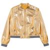 FEESHOW Girls Boys Sequined Metallic Bomber Jacket Zip Up Coat Outerwear for Hip Hop Jazz Sports Diaco Party Wear Gold 10 Years view 4