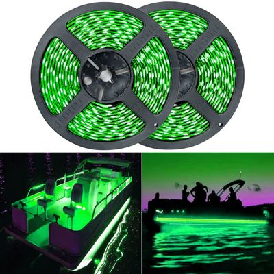 Seaponer Pontoon Boat Light, Marine Led Light Strip for Duck Jon Bass Boat Sailboat Kayak Flex Lighting for Boat Deck Accent Interior Lights Fishing Night, Green, 12v, 10m (32.8ft)
