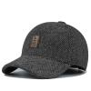Clakllie Men's Winter Hat Outdoor Visor Dad Hat Warm Wool Sport Golf Baseball Cap Hats with Earflaps Trucker Hats,Black-1 view 1