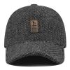 Clakllie Men's Winter Hat Outdoor Visor Dad Hat Warm Wool Sport Golf Baseball Cap Hats with Earflaps Trucker Hats,Black-1 view 4