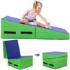 Gymnastics Cheese Mat for Kid Adult, 48"X24"X14" Folding Tumbling Mat for Home Gym, Incline Wedge With Non-Slip PVC Surface & Handle, Blue view 1