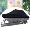 ELVONS Mooring Covers for Boats, 600d Waterproof and Breathable Heavy Duty Open Boat Cover Apply to Winter Outdoor Protection with Adjustable Buckle, 11-27ft,Black,19~21ft(820cm*530cm) view 2