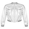 Jhaoyu Kids Girls Boys Metallic Bomber Moto Jacket Coat Hip Hop Jazz Modern Dance Top Disco Party Wear Silver 10 Years view 3