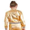 Jhaoyu Kids Girls Boys Metallic Bomber Moto Jacket Coat Hip Hop Jazz Modern Dance Top Disco Party Wear Gold 14 Years view 2