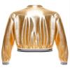 Jhaoyu Kids Girls Boys Metallic Bomber Moto Jacket Coat Hip Hop Jazz Modern Dance Top Disco Party Wear Gold 14 Years view 4