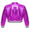 Jhaoyu Kids Girls Boys Metallic Bomber Moto Jacket Coat Hip Hop Jazz Modern Dance Top Disco Party Wear Purple 10 Years view 4