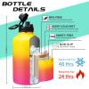 64oz Water Bottle Stainless Steel - with Paracord Handle, Straw & Auto Spout Lids, Shoulder Carrier Bag & Insulated Bottle Protective Boot, Sweat-Proof Half Gallon Metal Insulated Flask Wide-mouth view 4