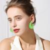 Acrylic Resin Hoop Earrings - 70s 80s Colorful C Shape Trendy Chunky Cute Candy Earrings - Light Green view 2