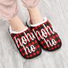 Ho Ho Ho Santa Laughing Spa Slippers Red and Black Tartan Plaid Christmas House Slippers Memory Foam Slippers Indoor Outdoor Home Shoes L for Men Woman view 2