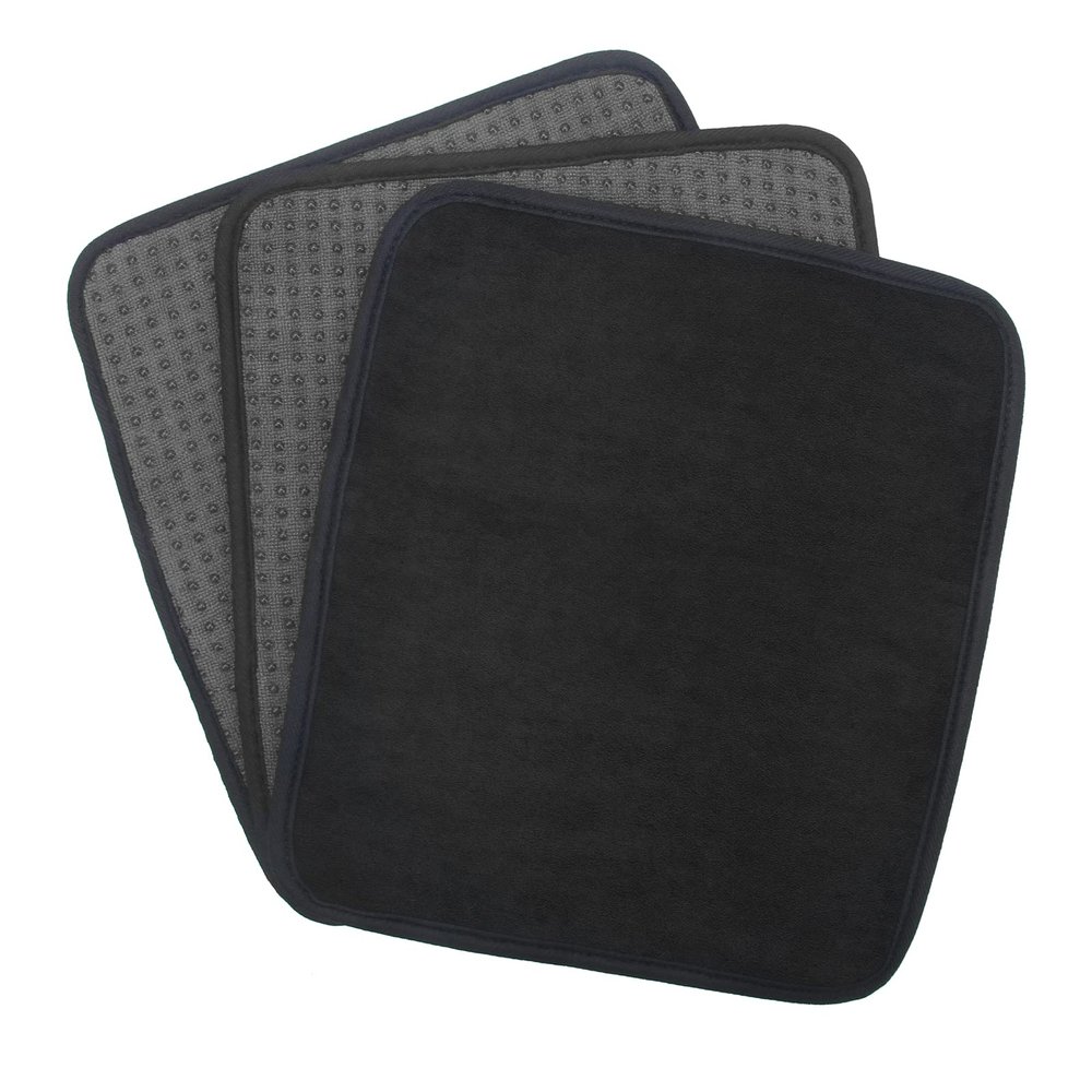 Anglekai 3 Pack Bowling Ball Towels, 10" x 8" Microfiber Bowling Shammy Accessories with Easy-Grip Dots Non-Slip (Black)