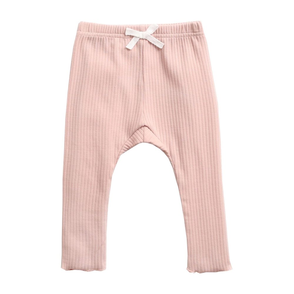Baby Pants Kids Toddler Infant Newborn Girls Ribbed Bowknot Solid Pants Trousers Leggings Outfits (Pink, 12-18 Months)