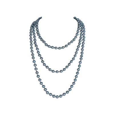 1920s Pearls Necklace Long Fake Pearls Necklace Retro Vintage Imitation Pearls Layered Necklace Pearl Strand Costume Jewelry for Women -Gray