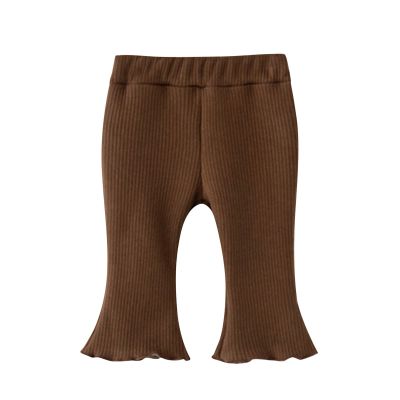 Toddler Pants Children Kids Infant Newborn Girls Ribbed Leggings Ruffled Pants Trousers 0-5 Years (Khaki, 0-6 Months)