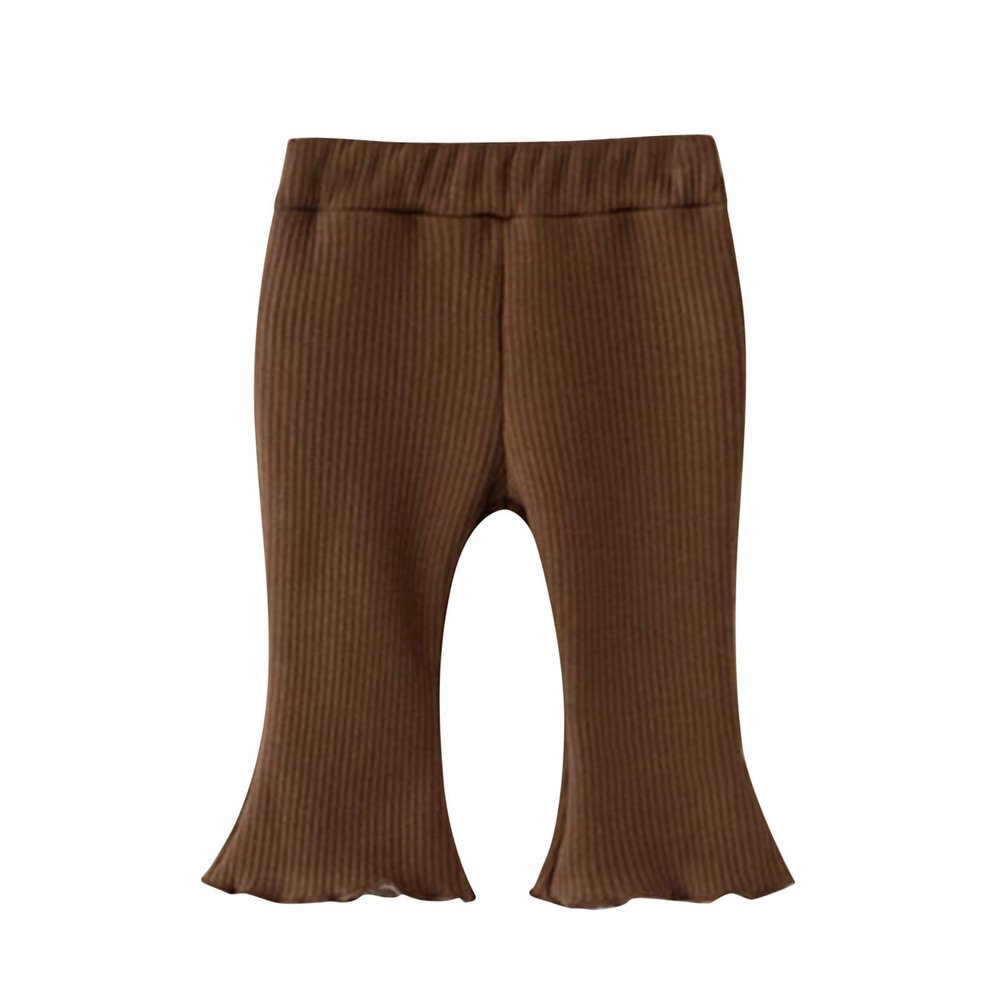 Toddler Pants Children Kids Infant Newborn Girls Ribbed Leggings Ruffled Pants Trousers 0-5 Years (Khaki, 0-6 Months)