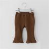 Toddler Pants Children Kids Infant Newborn Girls Ribbed Leggings Ruffled Pants Trousers 0-5 Years (Khaki, 0-6 Months) view 2