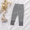 Fleece Leggings Infant Newborn Baby Girls Striped Patchwork Pants Trousers Leggings Outfits (Dark Gray, 0-6 Months) view 3